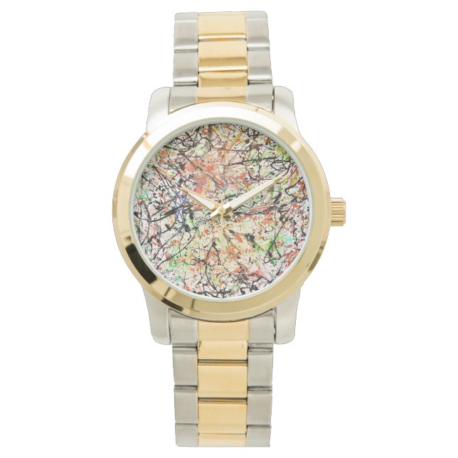 Unisex Oversized Two-Tone Bracelet Watch Horloge (Voorkant)