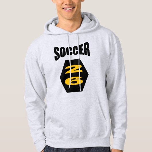 Unisex pullover hoodie. ash SOCCER 26 (Voorkant)