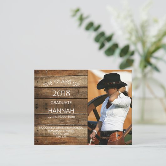 Unisex Rustic Barnwood Foto Afstuderen Horizontaal Aankondiging (Staand voorkant)