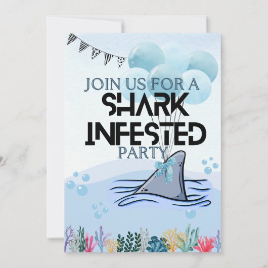 UNISEX SHARK TASTIC ANNIVERSAIRE FÊTE Invitation (Dos)