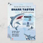 UNISEX SHARK TASTIC ANNIVERSAIRE FÊTE Invitation (Devant / Derrière)