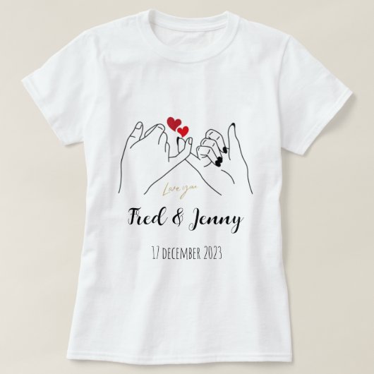 unisex t-shirt for couples on Valentine's Day. (Design devant)
