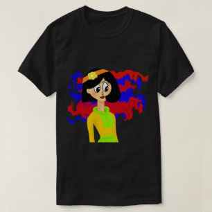 Unisex T-shirt met kleurrijke Retro Girl Art