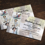 Unisexe | Photo | Invitation d'anniversaire<br><div class="desc">Cette invitation d'anniversaire est amusante et unique pour vous avec une bande de collage photo sur une grande photo défraîchie et un modèle de fête d'anniversaire élégant qui est facile à personnaliser</div>