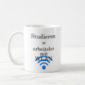 Unispruch "arbeitslos mit WLAN" Studenten Koffiemok (Links)