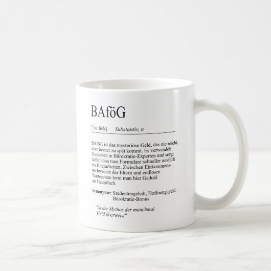 Unispruch "BAföG" Geschenk, Studenten Koffiemok (Rechts)