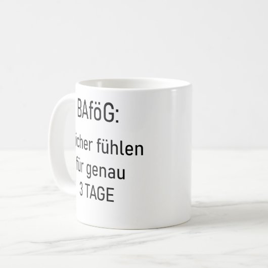 Unispruch "reicher für 3d" Geschenk, Studenten Koffiemok (Voorkant links)