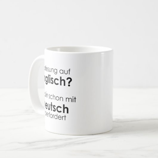 Unispruch "Vorlesung auf Eng" Geschenk, Studenten Koffiemok (Voorkant links)