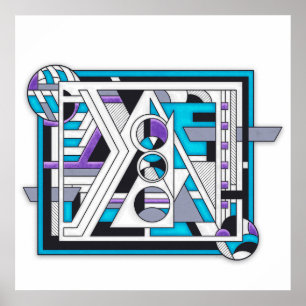 Unit 124 - Retro-futuristisch geometrisch ontwerp Poster