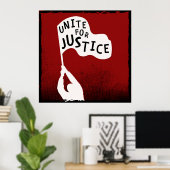 Unite for Justice! Protest Slogan Banner Poster (Thuiskantoor)