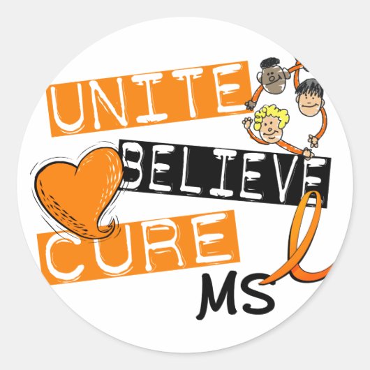 UNITE GELOOFT CURE MS RONDE STICKER (Voorkant)