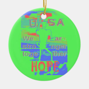 United in Hope: samen sterker - Vibrant USA Keramisch Ornament