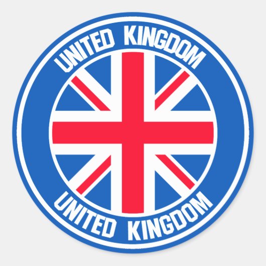 United Kingdom Round Emblem Ronde Sticker (Voorkant)