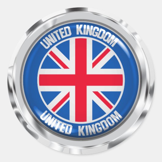 United Kingdom Round Emblem Ronde Sticker (Voorkant)