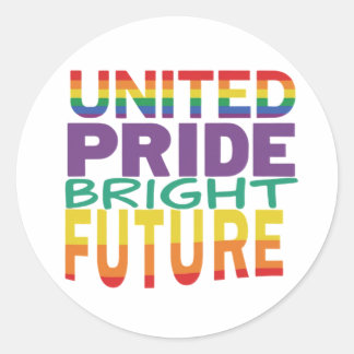 "United Pride Bright Future." Ronde Sticker