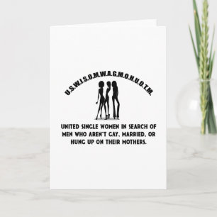 United Single Women - Singles Funny Shirt Feestdagen Kaart