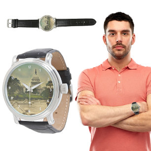 United States Capitol from Library Steps Date 1898 Horloge