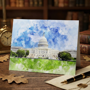 United States Capitol in Washington DC Aquarel Bedankkaart