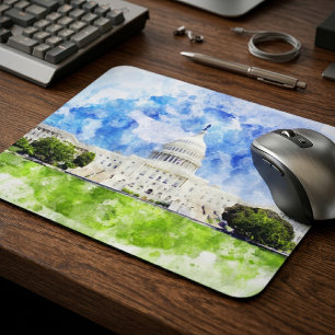 United States Capitol in Washington DC Aquarel Muismat