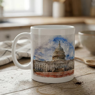 United States Capitol Pasteltekening Washington DC Koffiemok