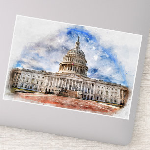 United States Capitol Pasteltekening Washington DC Sticker