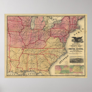 United States Civil War Map door Charles Magnus 18 Poster