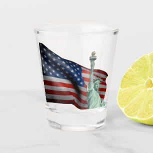 United States flag-Statue of Liberty Shot Glas