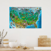 United States Fun Map Poster (Keuken)