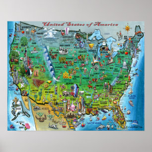 United States Fun Map Poster
