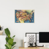 United States Map - American Farming & Agriculture Poster (Thuiskantoor)