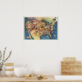 United States Map - American Farming & Agriculture Poster (Keuken)