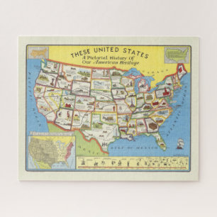 United States Map - Amerikaans erfgoed Legpuzzel