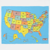 United States Map Fleece Blanket (Voorkant (Horizontaal))