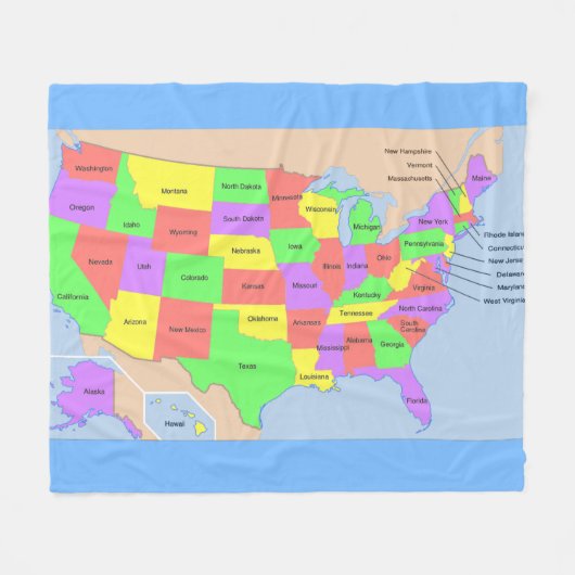 United States Map Fleece Blanket Deken (Voorkant (Horizontaal))