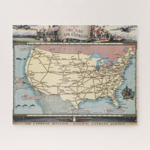 United States Map Ship the Skyway via Air Express Legpuzzel