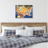 United States Map - Vacation and Play Canvas Afdruk (Insitu (Slaapkamer))