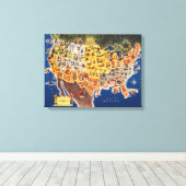 United States Map - Vacation and Play Canvas Afdruk (Insitu (Houten vloer))