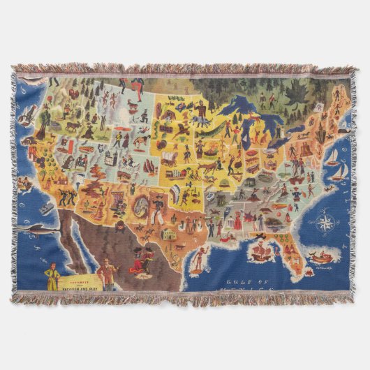 United States Map - Vacation and Play Deken (Voorkant)