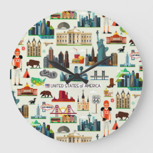 United States Symbols Pattern Grote Klok