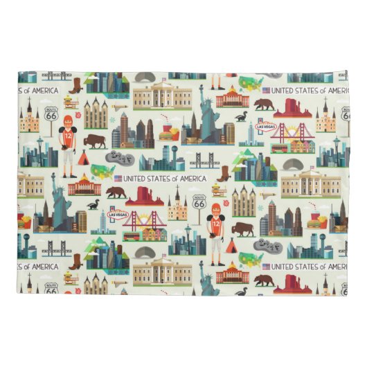 United States Symbols Pattern Kussensloop (Achterkant-Links)