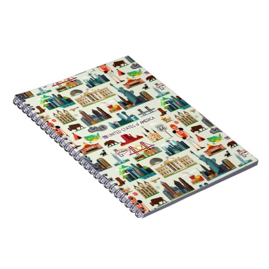 United States Symbols Pattern Notitieboek (Rechterzijde)