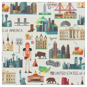 United States Symbols Pattern Stof