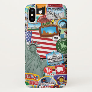 United States Travel Sticker Pattern iPhone X Hoesje