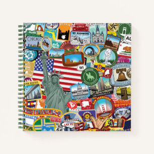 United States Travel Sticker Pattern Notitieboek