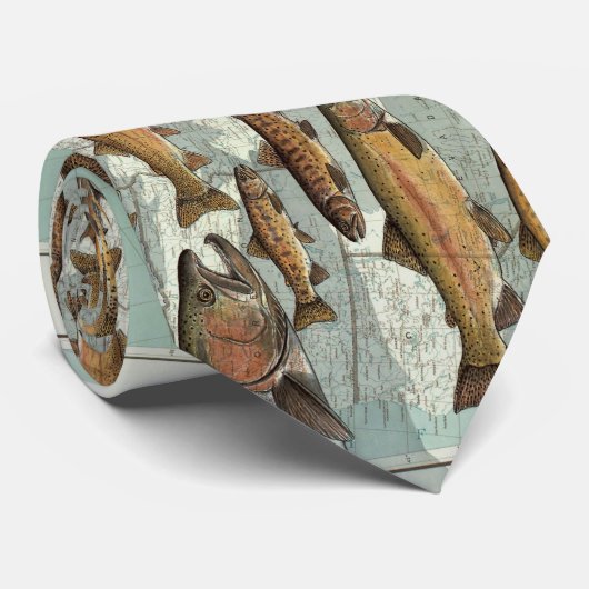 United States Trout Map (1999) Stropdas (Opgerold)