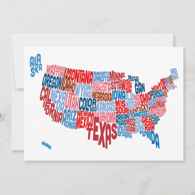 United States Typography Text Map (Voorkant)