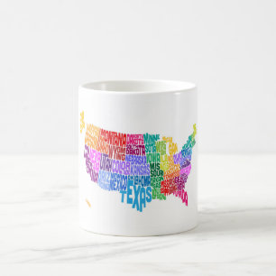 United States Typography Text Map Koffiemok