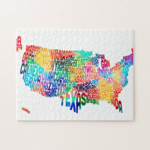 United States Typography Text Map Legpuzzel