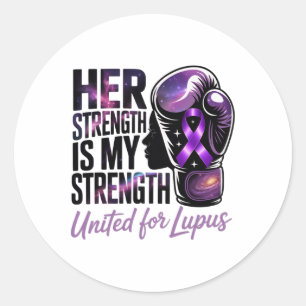 United voor Lupus Paarse Bewustzijnslint en Boxine Ronde Sticker