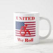 United We Roll - Rolstoel en Amerikaanse vlag Jumbo Beker (Rechts)